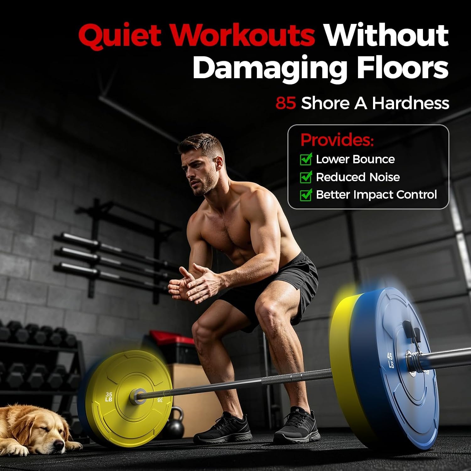 2-Inch Olympic Bumper Plates Set, 6Pcs(each pair 10,15,25 lb) Colored Virgin Rubber Weight Barbell Plates for Strength Training, Home Gym Weightlifting