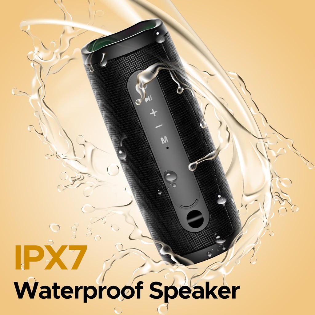 VEAT00L Bluetooth speaker, Wireless Portable Bluetooth Speaker with IPX7 Waterproof, Up to 30H Playtime,30W Powerful Bass,BT5.4,LED Lights,TWS Pairing for Home/Party/Outdoor/Beach,Birthday Gift