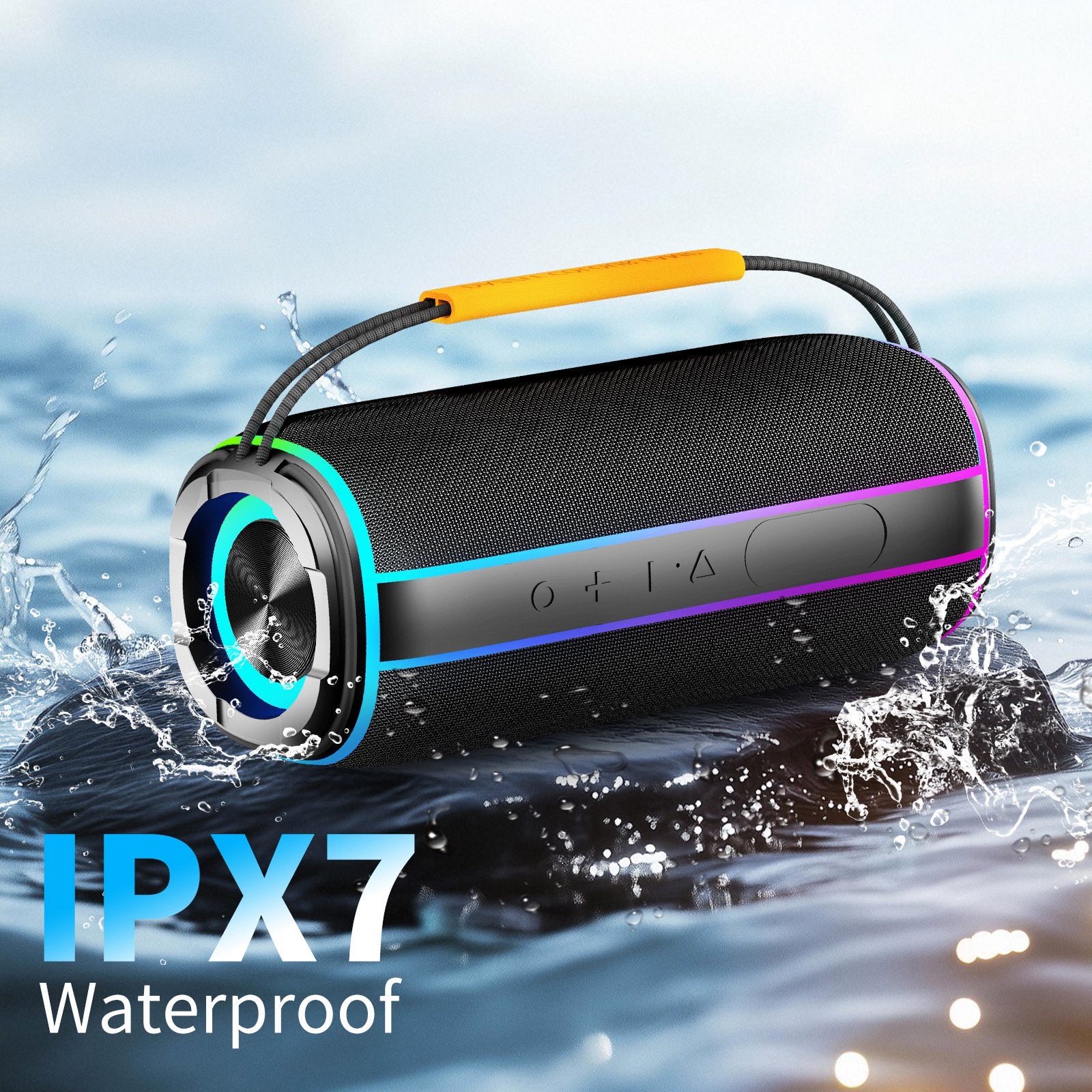 Portable Bluetooth Speaker, 30W Deep Bass Wireless Speaker with 55mm Driver, Bluetooth 5.4, IPX7 Waterproof, 4000mAh Battery, 24H Playtime, TWS Pairing, 11 RGB Light Modes for Outdoor Beach Camping S